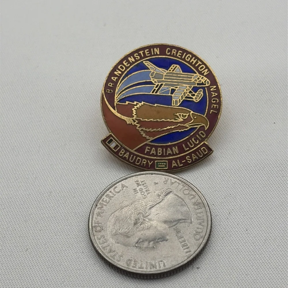 NASA STS-51G Discovery Brandenstein Creighton Nagel Fabian Lucid Lapel Hat Pin